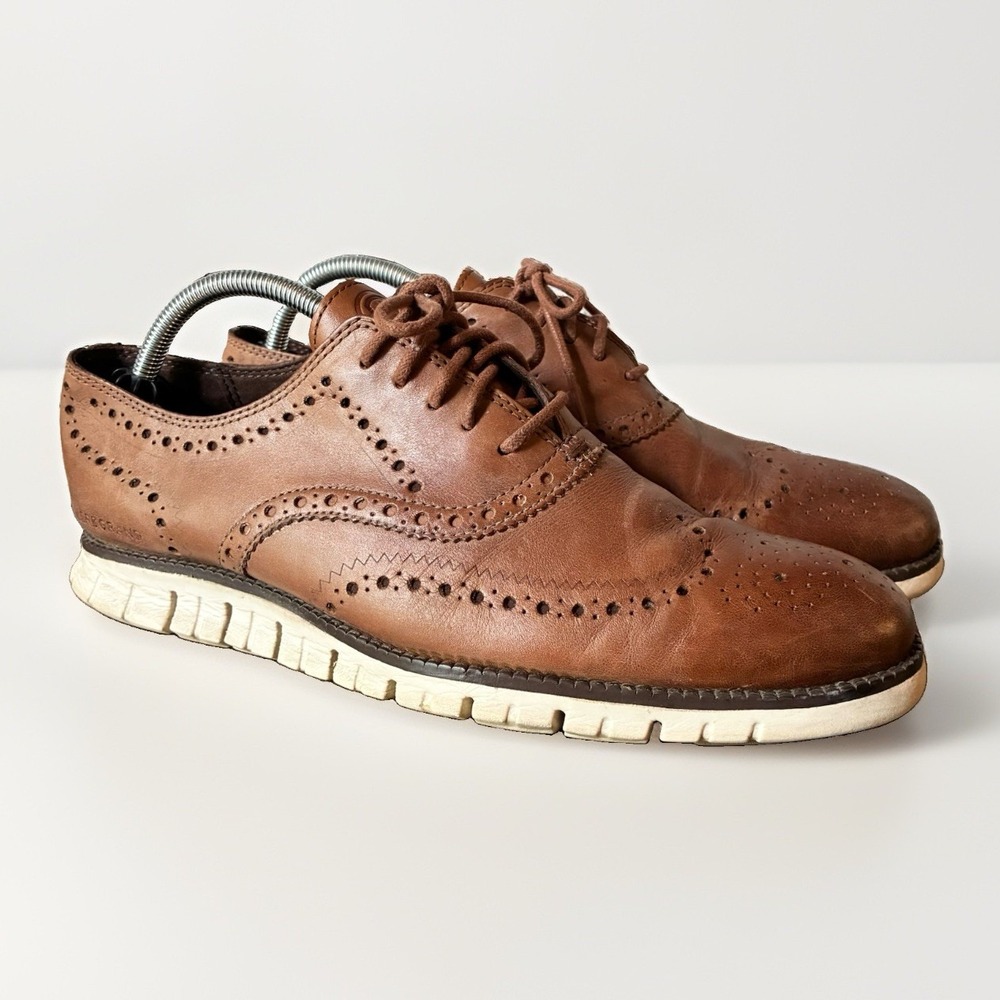 Cole Haan ZeroGrand Remastered Wingtip Oxford Shoes Brown Leather Mens 10